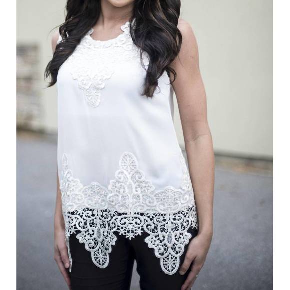 NEW KARLIE lace vintage trim tank in white - Picture 1 of 3